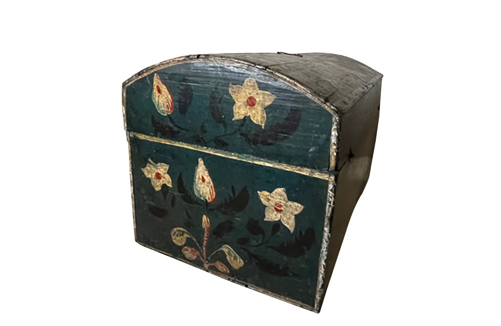 Beautiful early 19th century Normandy painted marriage coffer box