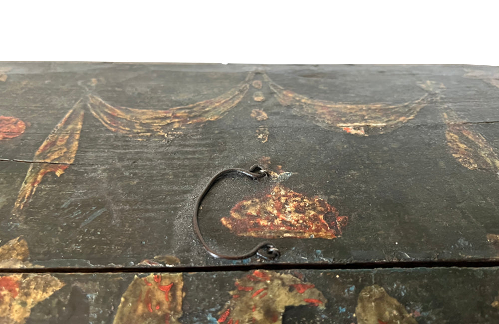 Beautiful early 19th century Normandy painted marriage coffer box