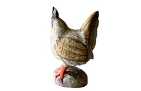 Large wooden painted rooster with Batik fabric to the wings and tail feathers