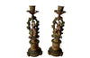 Ornate Neo-classical style french candle holders with romantic scene - antique candlesticks