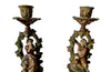 Ornate Neo-classical style french candle holders with romantic scene - antique candlesticks