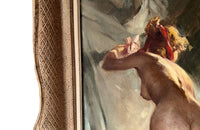  Oil Painting Of A Female Figure At Drapes By Richard Durando Togo - vintage french wall art