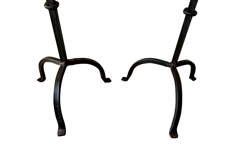 Pair of 20th Century hand forged iron pricket sticks Circa 1960.