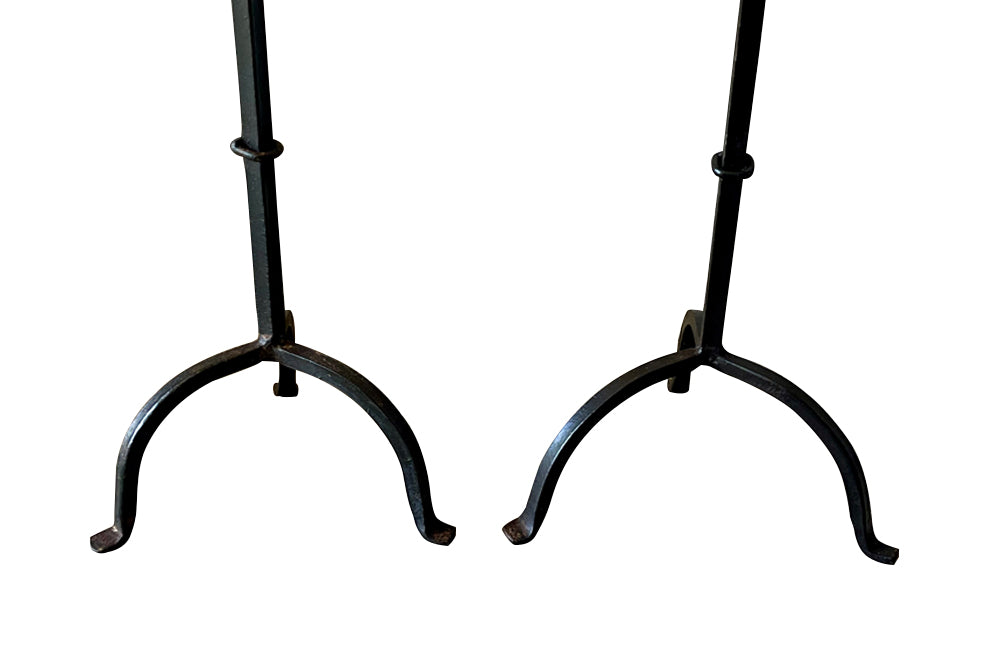 Pair of 20th Century hand forged iron pricket sticks Circa 1960.