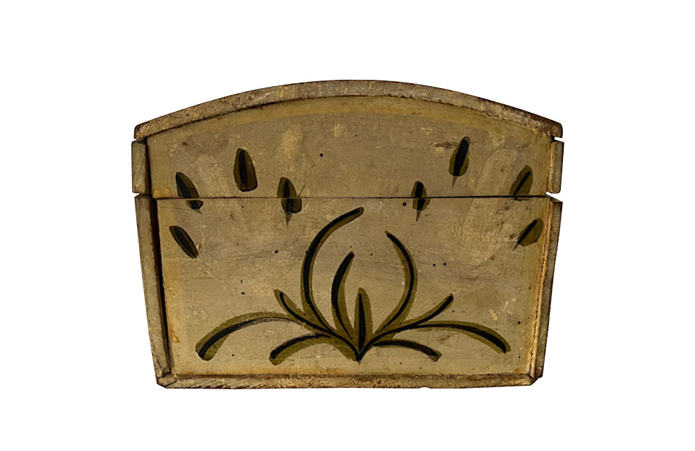 Charming 19th Century French domed painted marriage coffer decorated with a heart ,floral and foliate decoration.