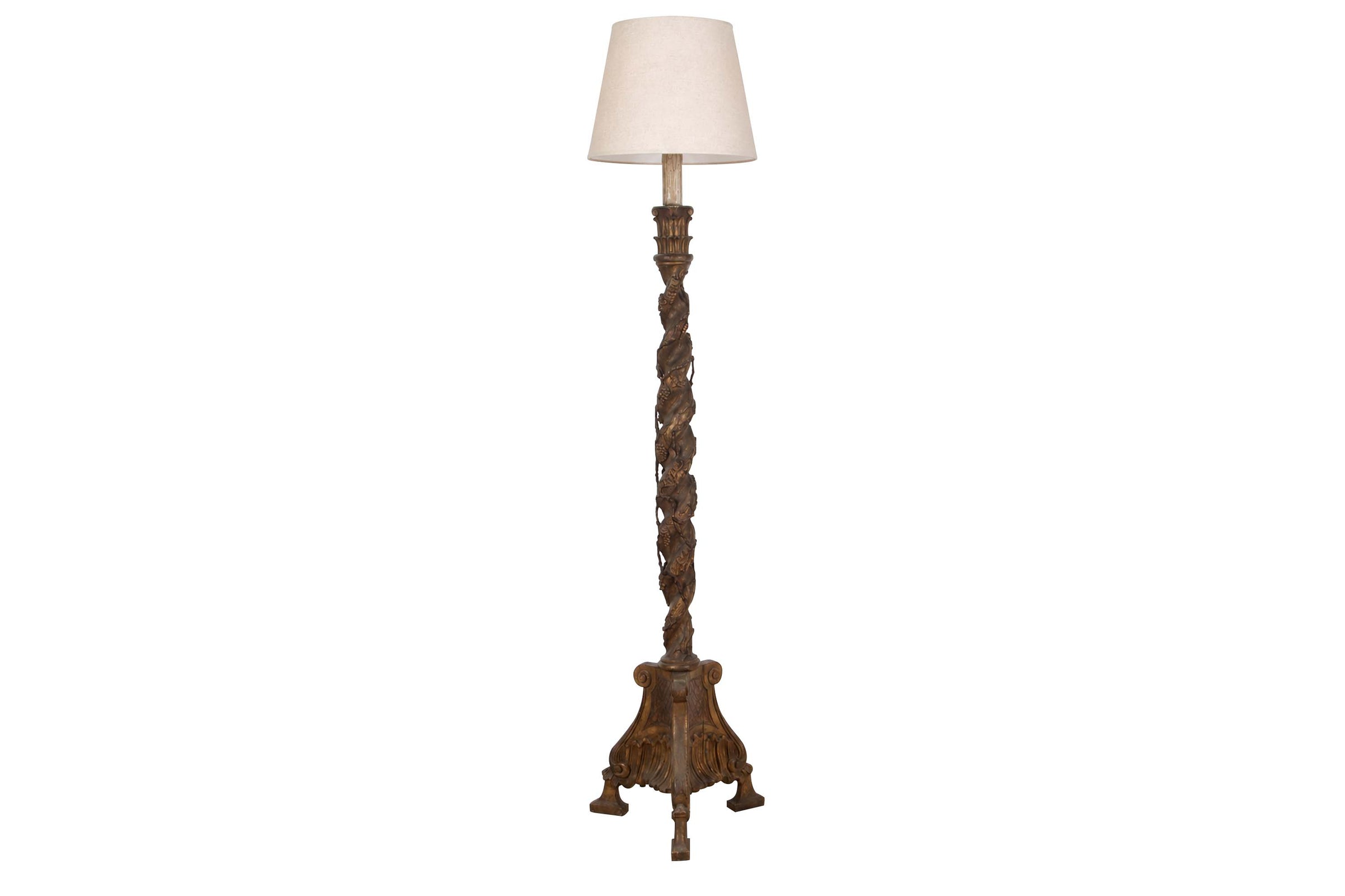 CARVED WOOD GRAPE VINE FLOOR LAMP