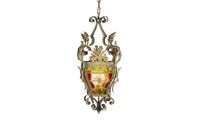 19TH CENTURY FRENCH IRON AND STAINED GLASS LANTERN