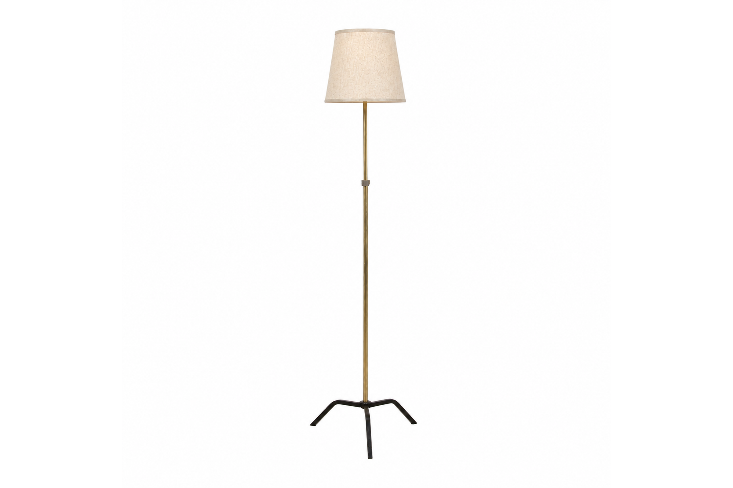Telescopic brass floor lamp on iron tripod base - Mid century floor lamps - French