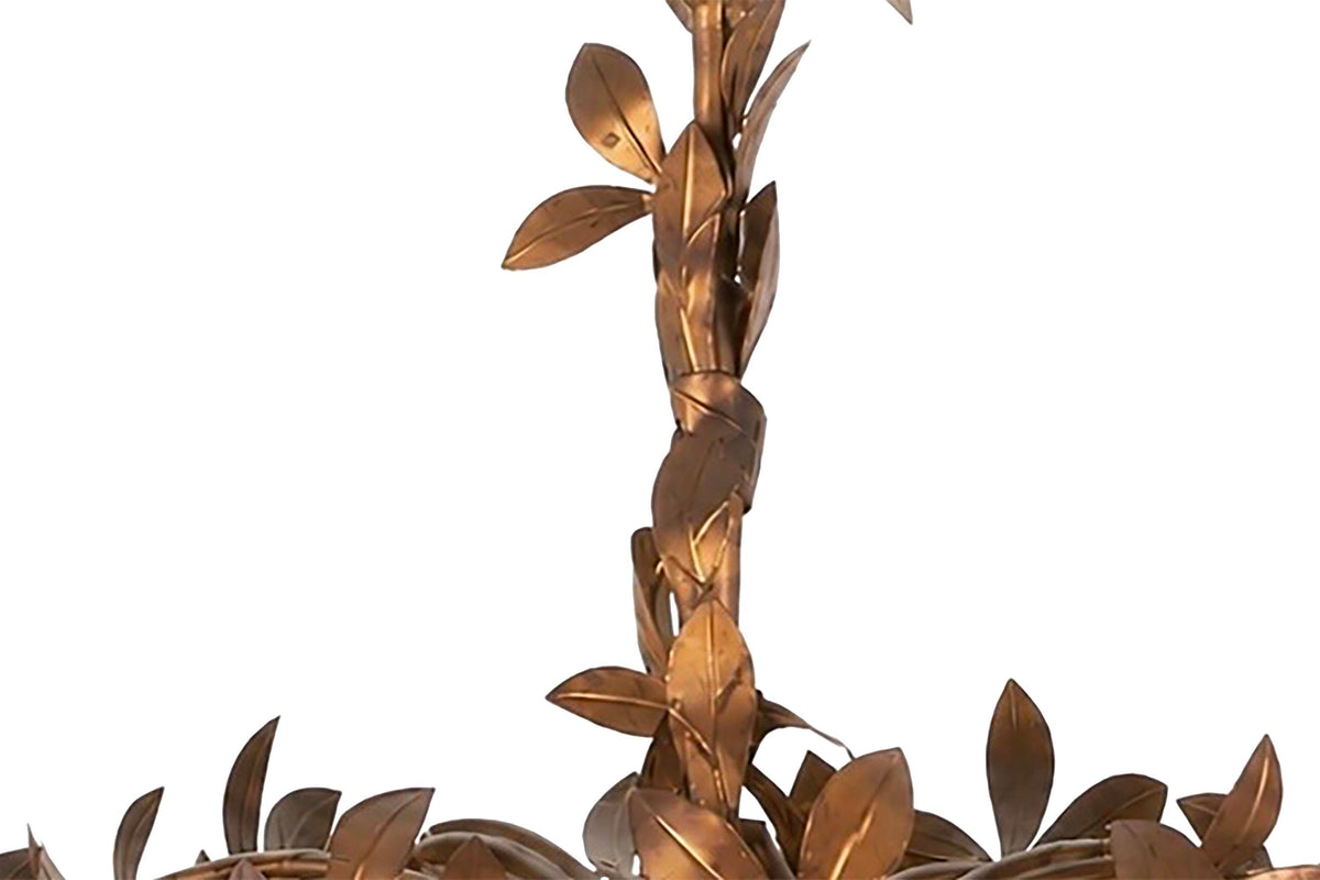 Large mid century gilt metal Spanish hanging light with floral and foliate decoration