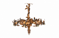 LARGE MID-CENTURY SPANISH GILT METAL CHANDELIER