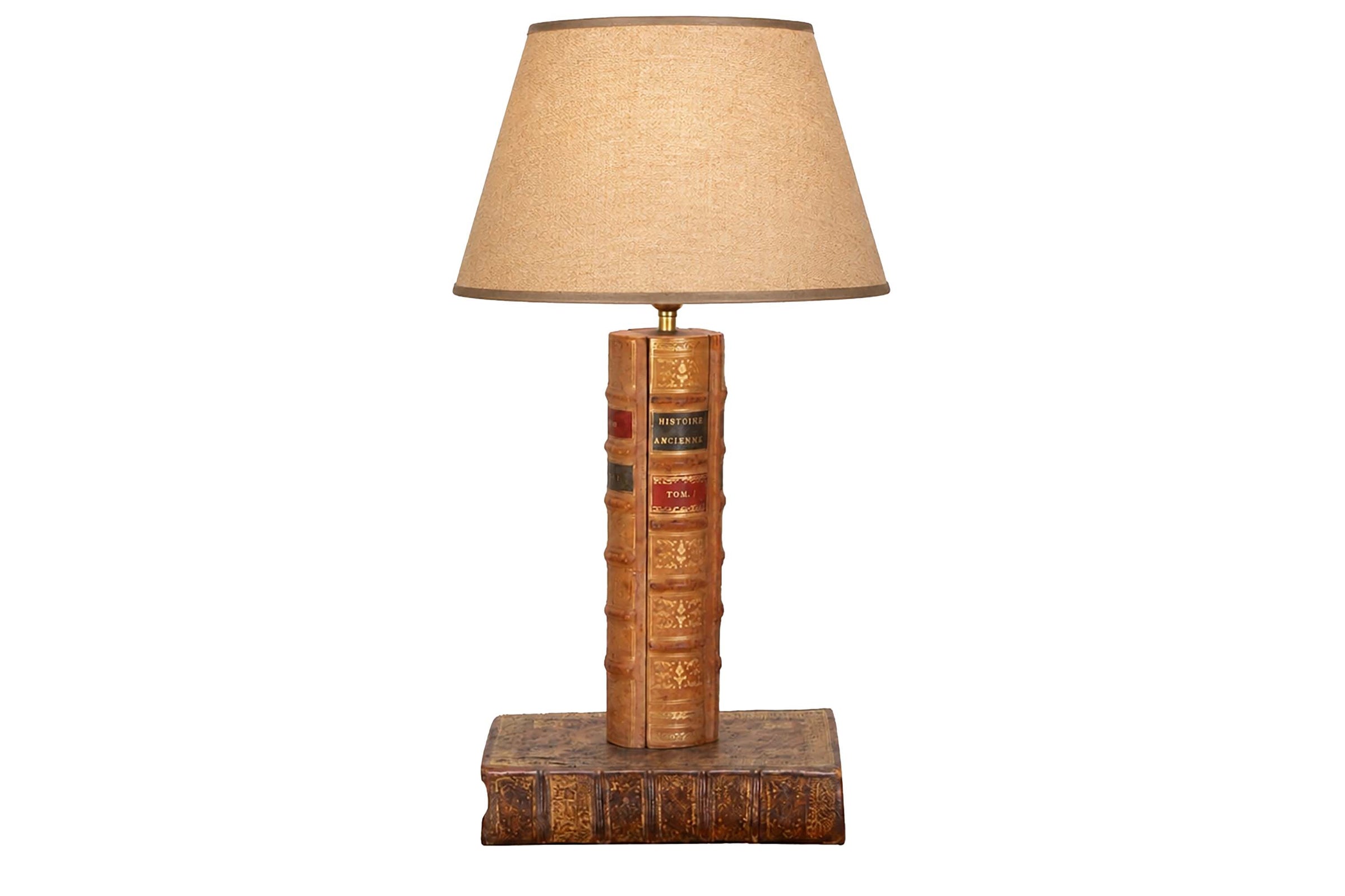 20TH CENTURY FRENCH LEATHER BOOK TABLE LAMP