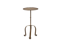 Chic little Mid-Century Spanish iron cocktail or martini table with rope rim to top