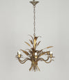 Mid-Century French Hollywood Regency style, gilt tole wheat sheaf chandelier.