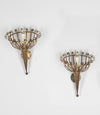 Pair of mid-20th Century Spanish gilt metal wall sconces in the form of torcheres