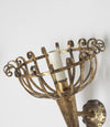 Pair of mid-20th Century Spanish gilt metal wall sconces in the form of torcheres