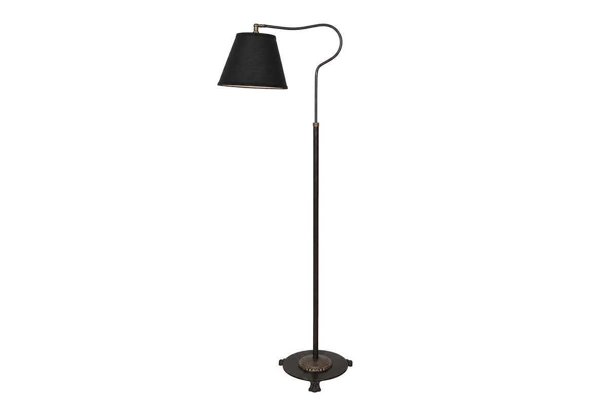 20th Century French neoclassical revival telescopic iron and brass floor lamp with adjustable bulb holder.