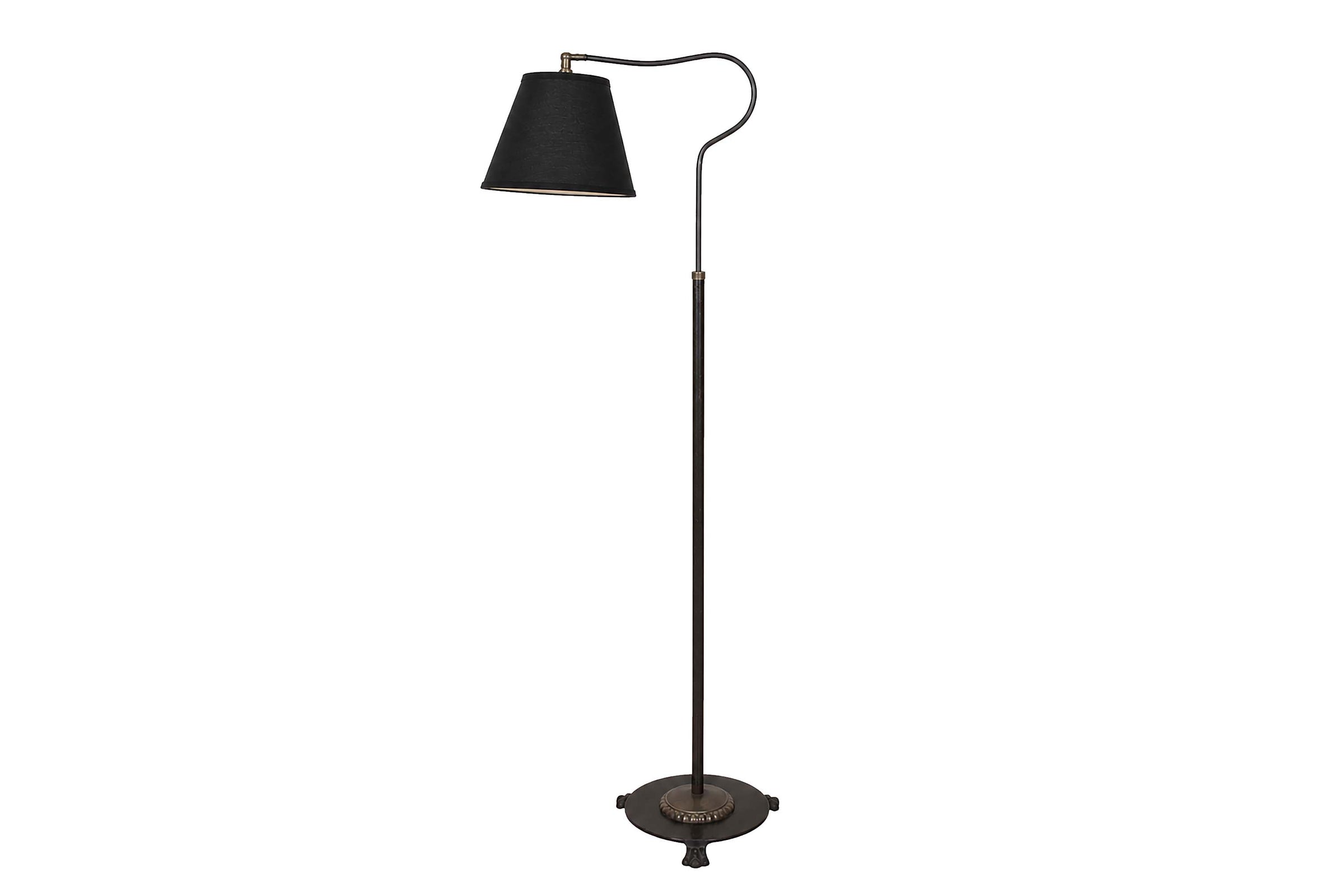 20th Century French neoclassical revival telescopic iron and brass floor lamp with adjustable bulb holder.