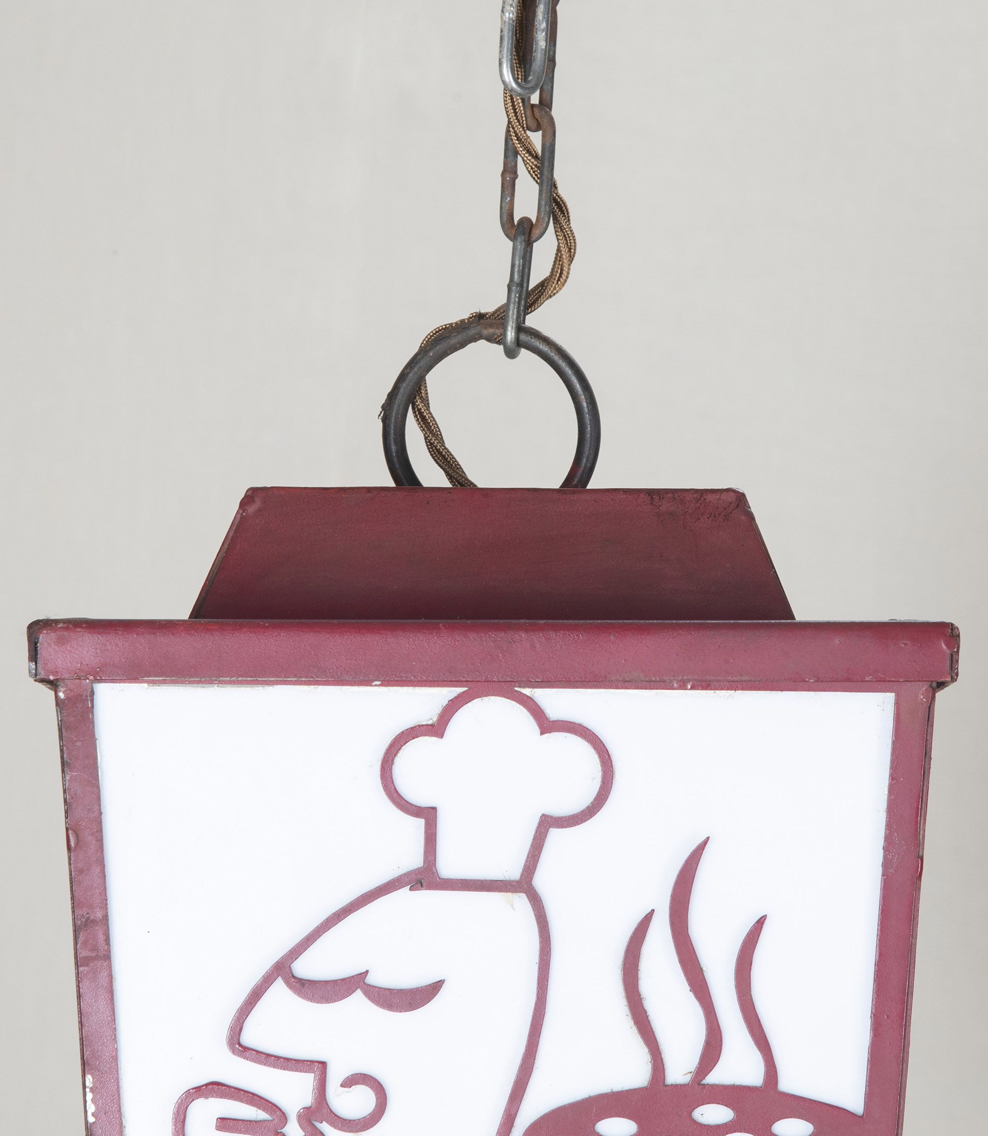 Pair of 20th century iron lanterns from an Italian restaurant.