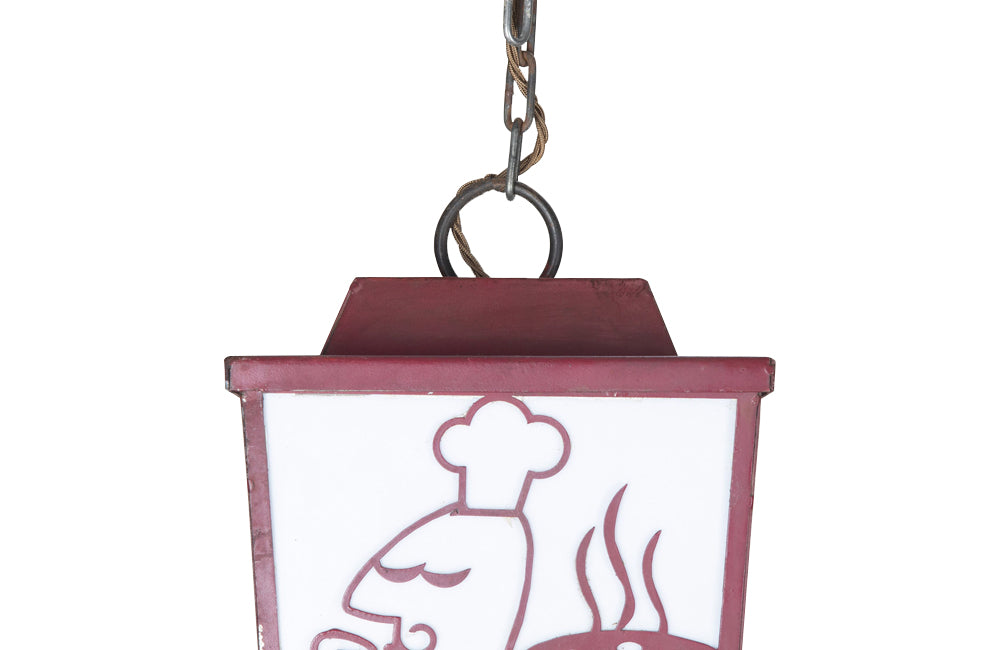 Pair of 20th century iron lanterns from an Italian restaurant.