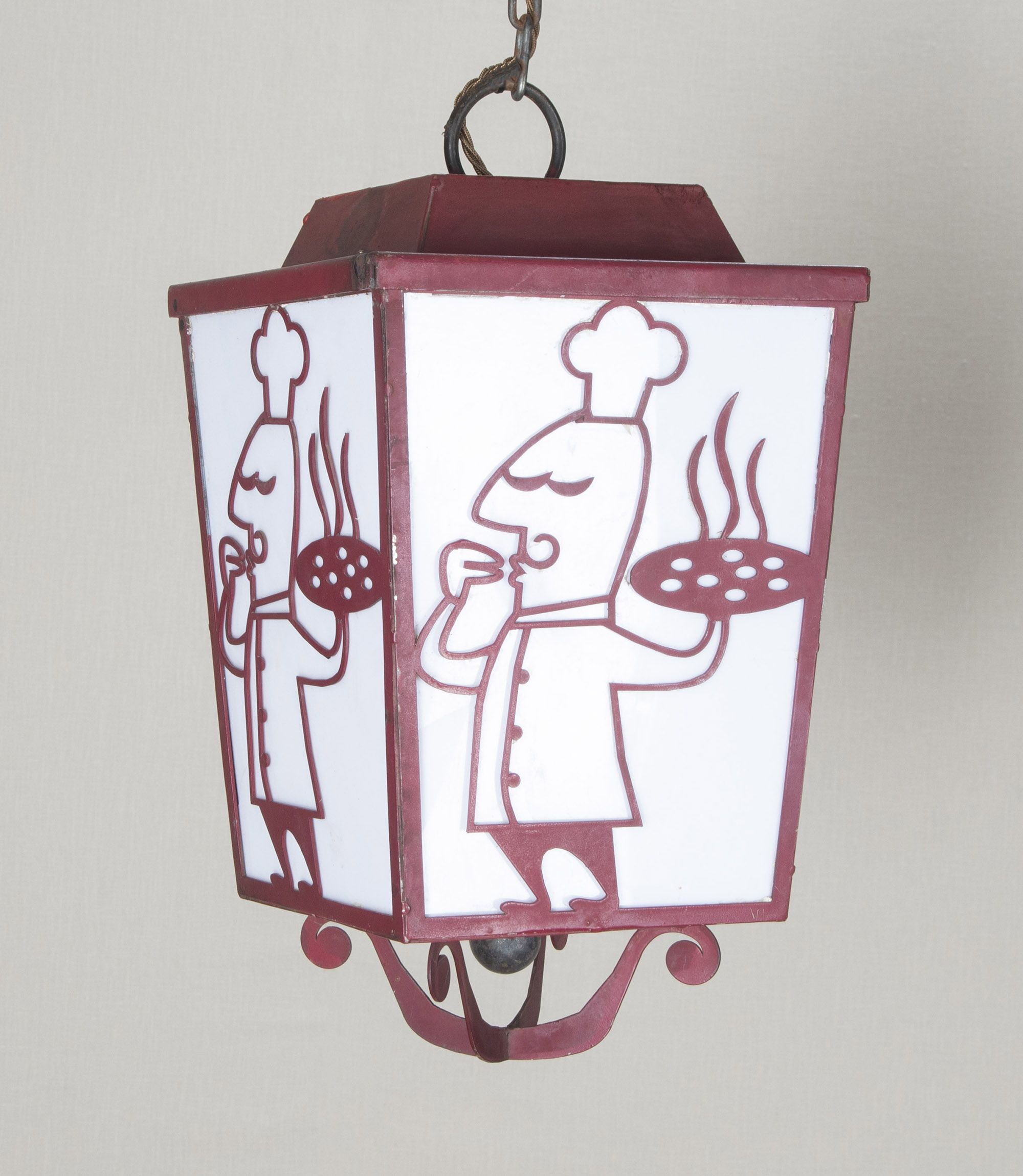 Pair of 20th century iron lanterns from an Italian restaurant.