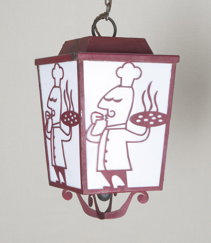Pair of 20th century iron lanterns from an Italian restaurant.