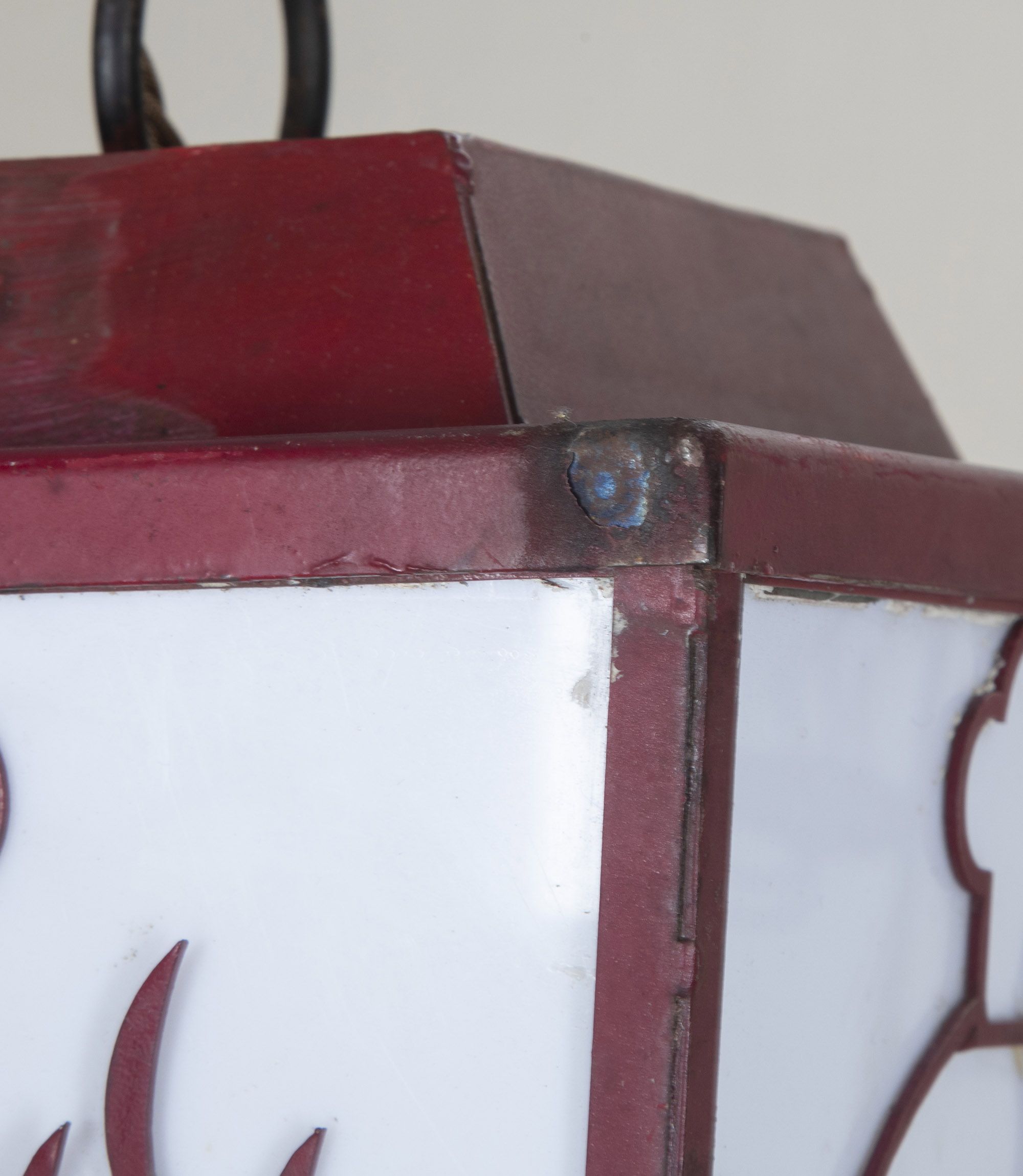 Pair of 20th century iron lanterns from an Italian restaurant.