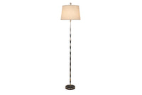 Mid-20th Century floor lamp with gunmetal and brass striped finish. French.