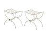 Pair of 20th Century French wrought iron curule form stools