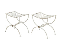 Pair of 20th Century French wrought iron curule form stools