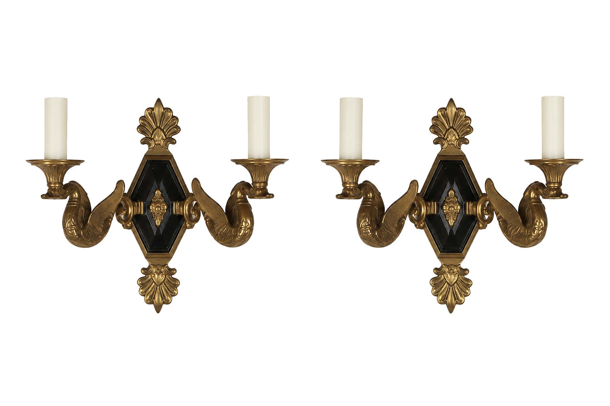 Antique wall lights in the empire style. French. French antique lighting.
