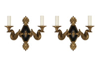Antique wall lights in the empire style. French. French antique lighting.