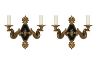 PAIR OF FRENCH EMPIRE REVIVAL WALL LIGHTS