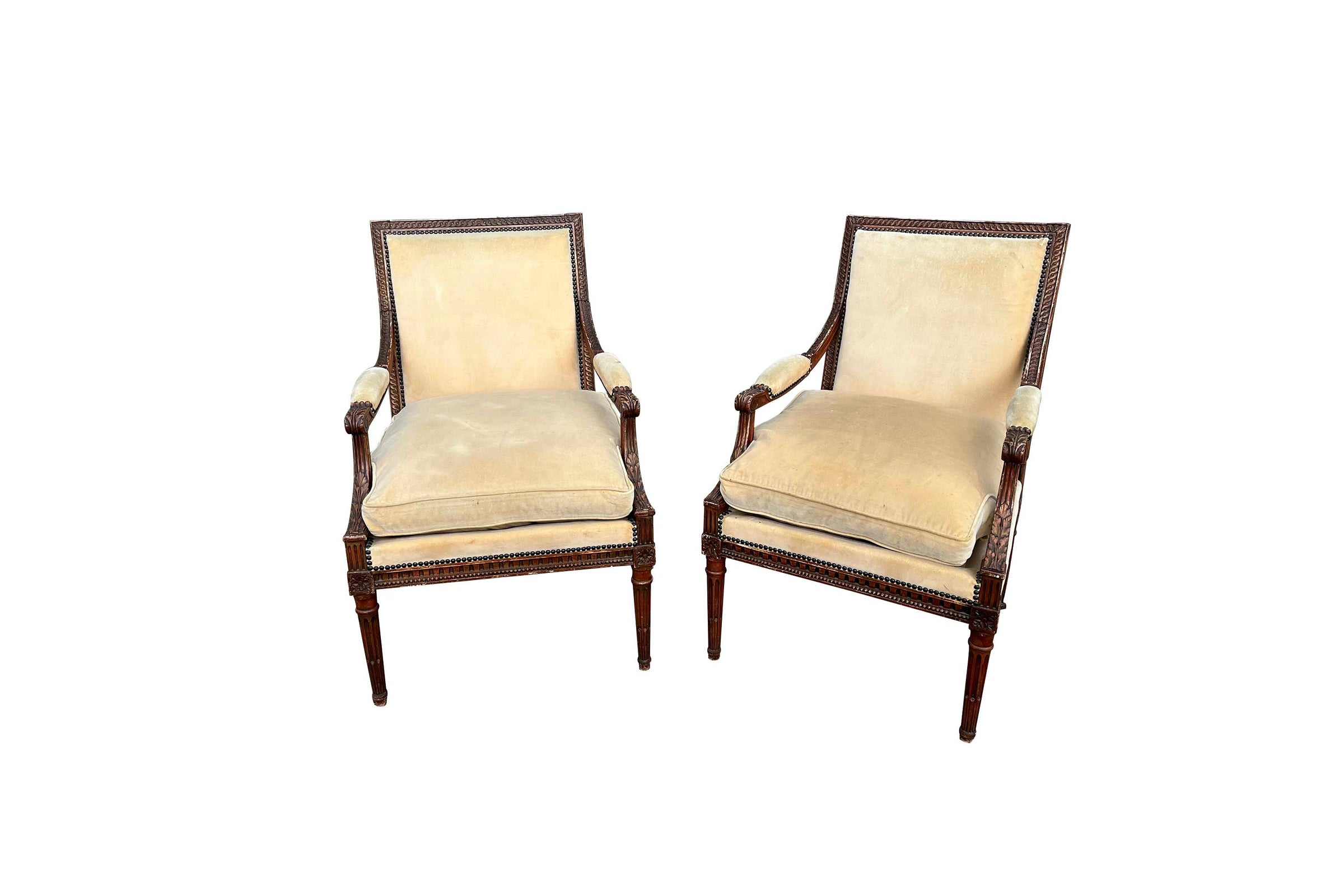 Antique armchairs French Louis XVI Revival in the Neo-Classical style. Early 20th Century. French antique furniture