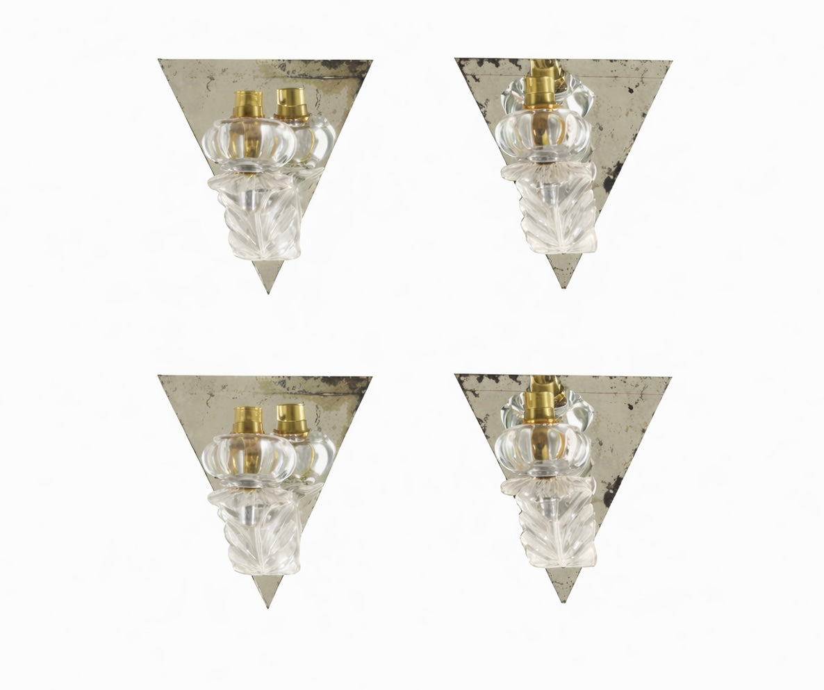 SET OF FOUR SMALL MID CENTURY ITALIAN MIRRORED WALL LIGHTS