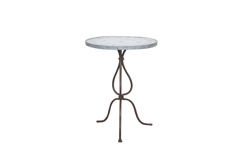 1920'S FRENCH ENAMEL TOP BISTRO GUERIDON TABLE