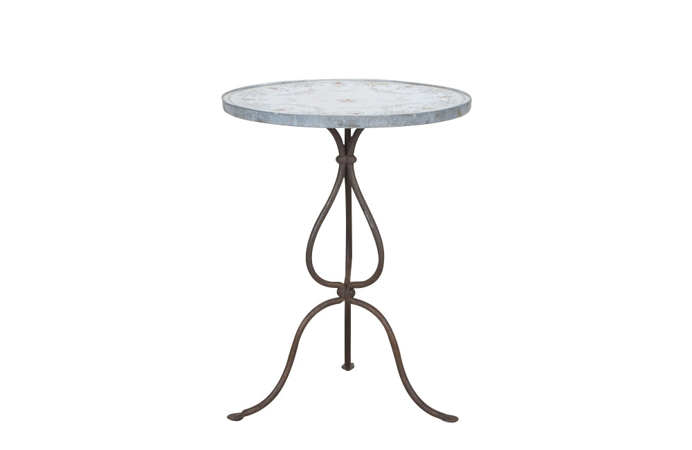 1920'S FRENCH ENAMEL TOP BISTRO GUERIDON TABLE