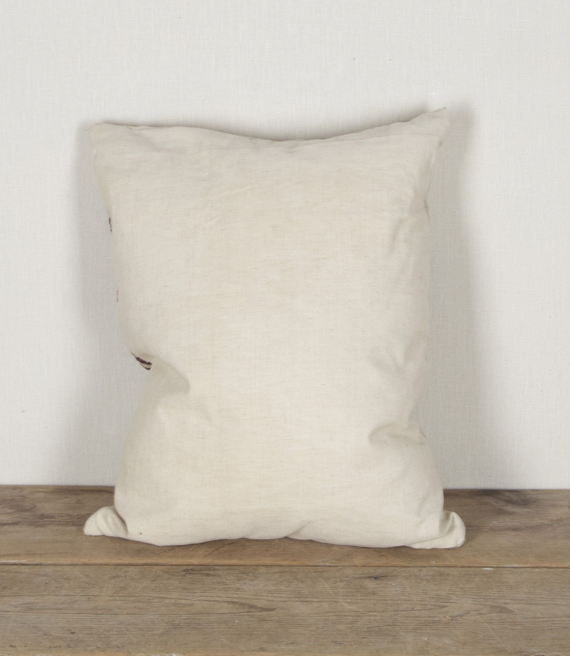 1960s French rooster tapestry feather filled cushion