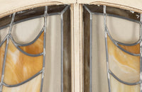 20th century stained glass panel doors. Art Nouveau revival. French antiques.