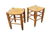 PAIR OF CHARLOTTE PERRIAND STYLE STOOLS