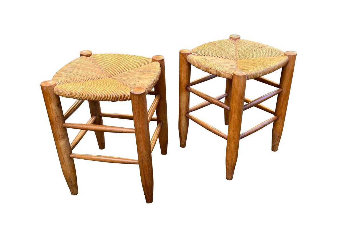 PAIR OF CHARLOTTE PERRIAND STYLE STOOLS