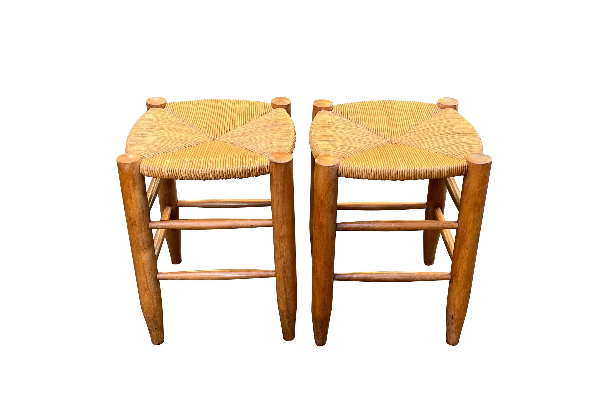 PAIR OF CHARLOTTE PERRIAND STYLE STOOLS