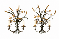 PAIR OF MID-CENTURY ITALIAN POLYCHROME METAL WALL LIGHTS