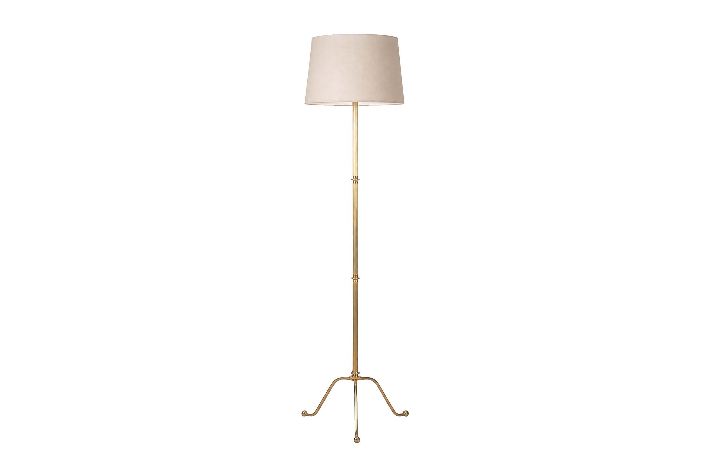 MID-CENTURY FRENCH REEDED BRASS TELESCOPIC FLOOR LAMP