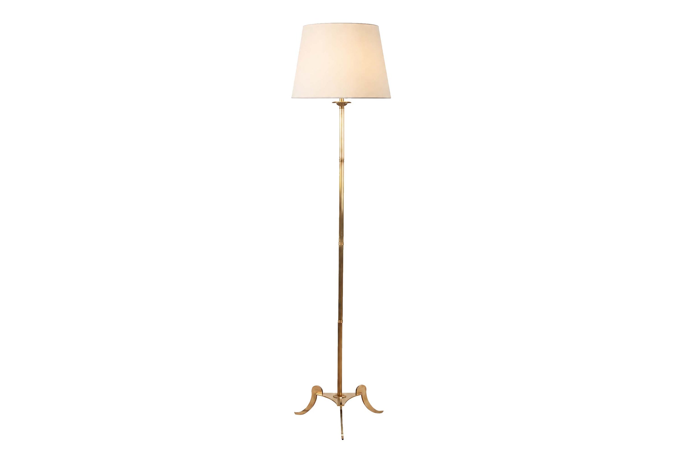 MID-CENTURY FRENCH REEDED BRASS FLOOR LAMP
