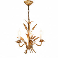 MID-CENTURY FRENCH GILT TOLE WHEAT SHEAF CHANDELIER