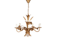 MID-CENTURY FRENCH GILT TOLE FLORAL AND WHEAT SHEAF CHANDELIER