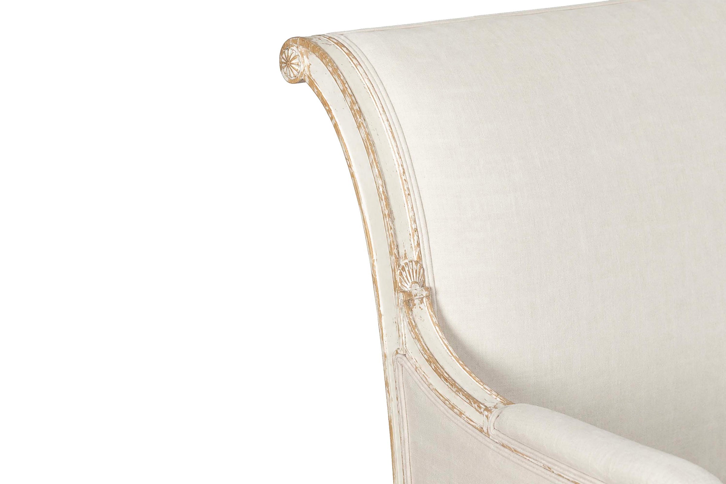 Early 19th century Directoire period French sofa upholstered in antique linen