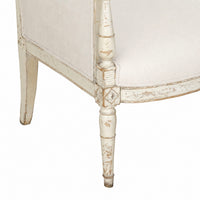 Early 19th century Directoire period French sofa upholstered in antique linen