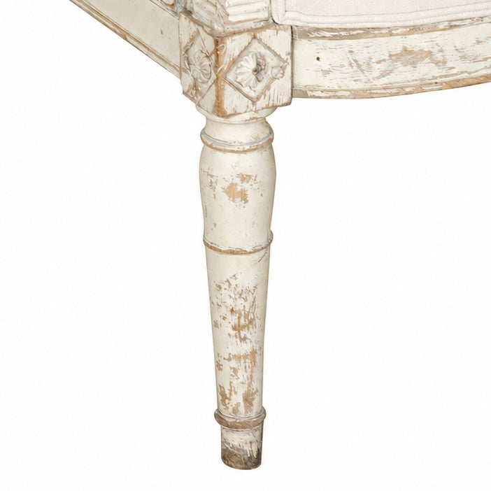 Early 19th century Directoire period French sofa upholstered in antique linen