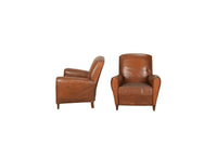 -CURRENTLY RESERVED- PAIR OF SMALL 20TH CENTURY FRENCH LEATHER CLUB CHAIRS